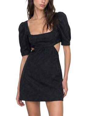 Size S NWT Majorelle Tillie  Black Textured Puff Sleeve Mini Dress